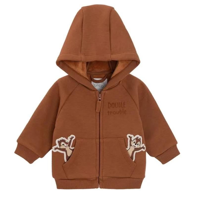 Chip and Dale brown hooded zip through sweatshirt