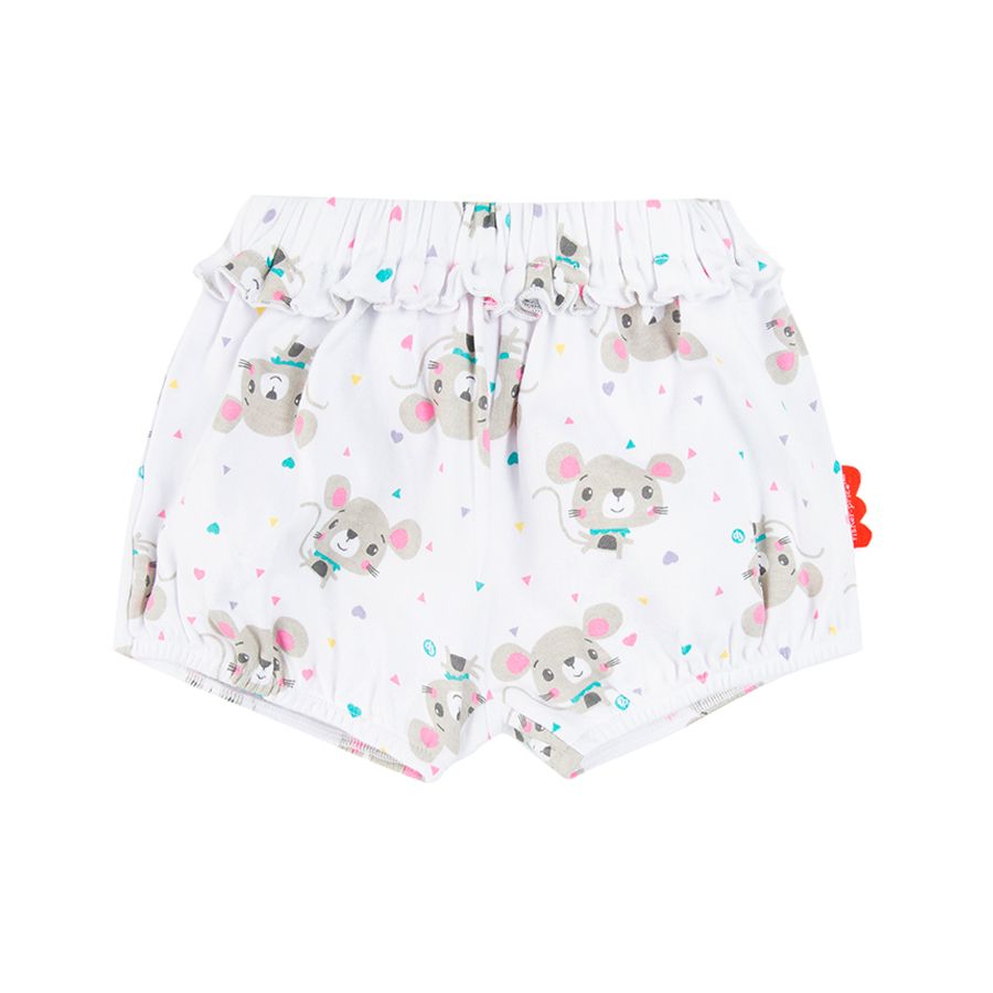 White shorts with Fisher Price mice- 2 pack