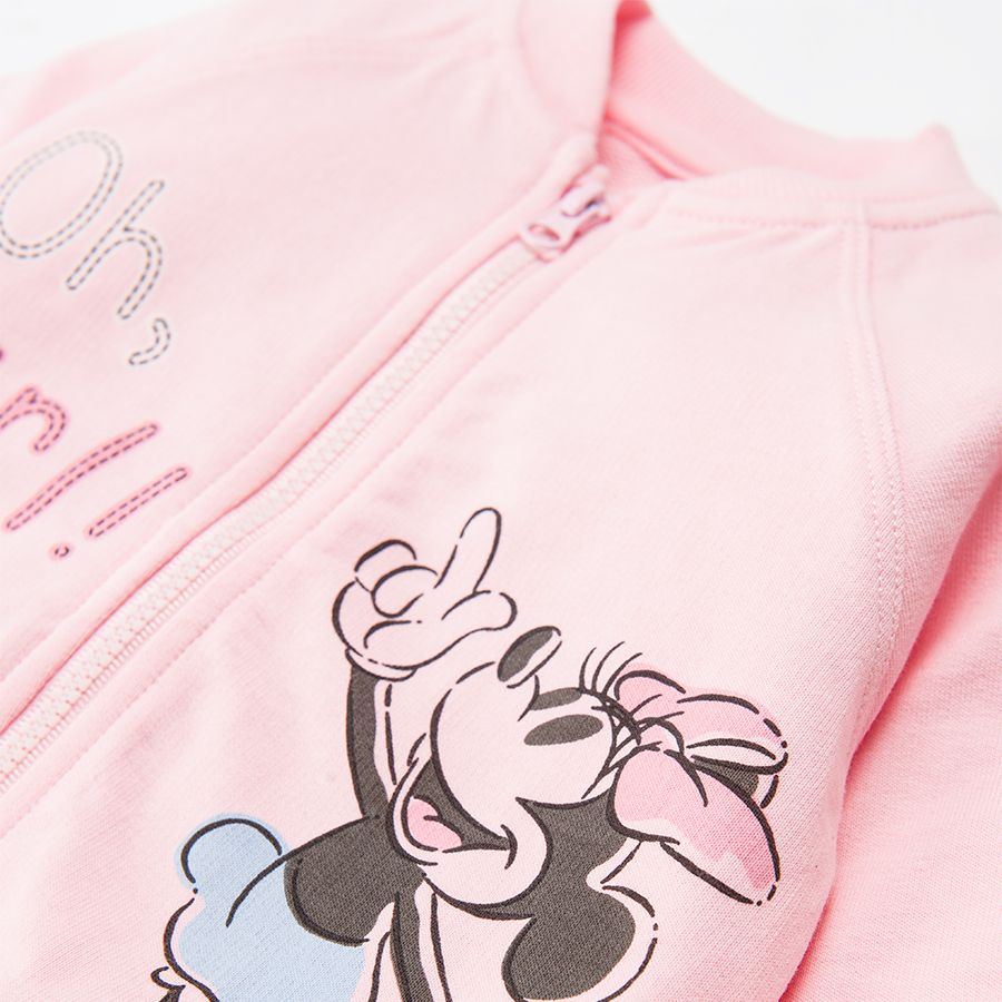 Ζακέτα ροζ με φερμουάρ και στάμπα Minnie Mouse