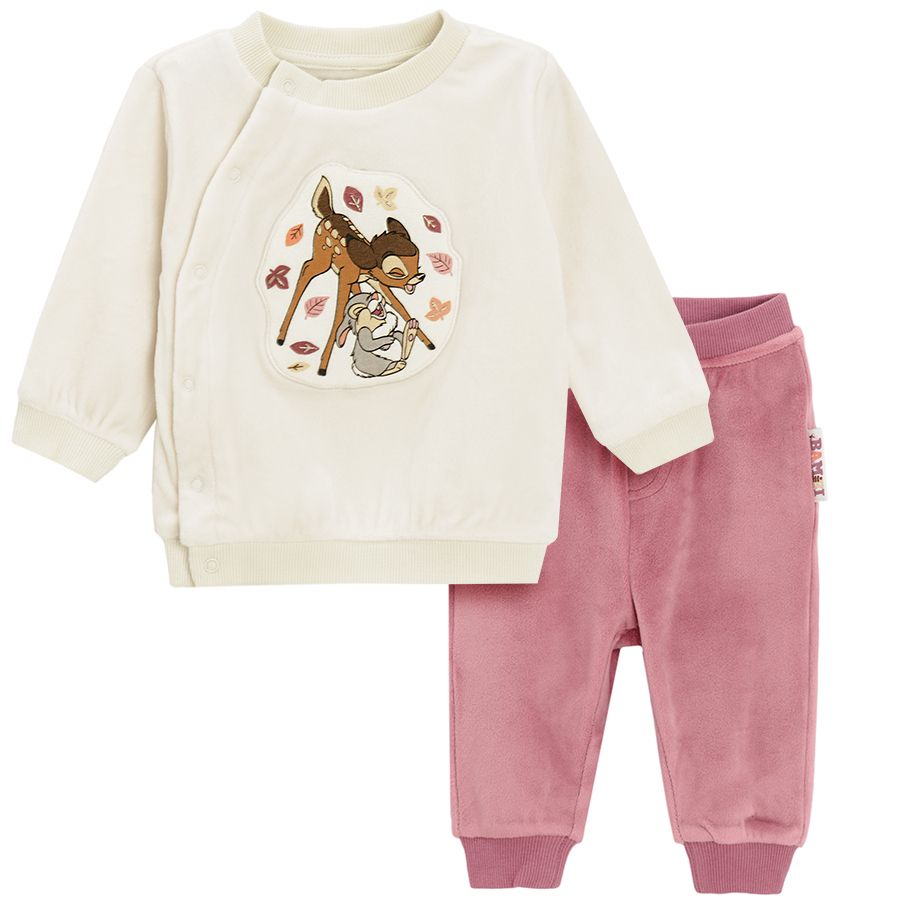 Bambi jogging set, ecru sweatshirt and burgundy jogging pants