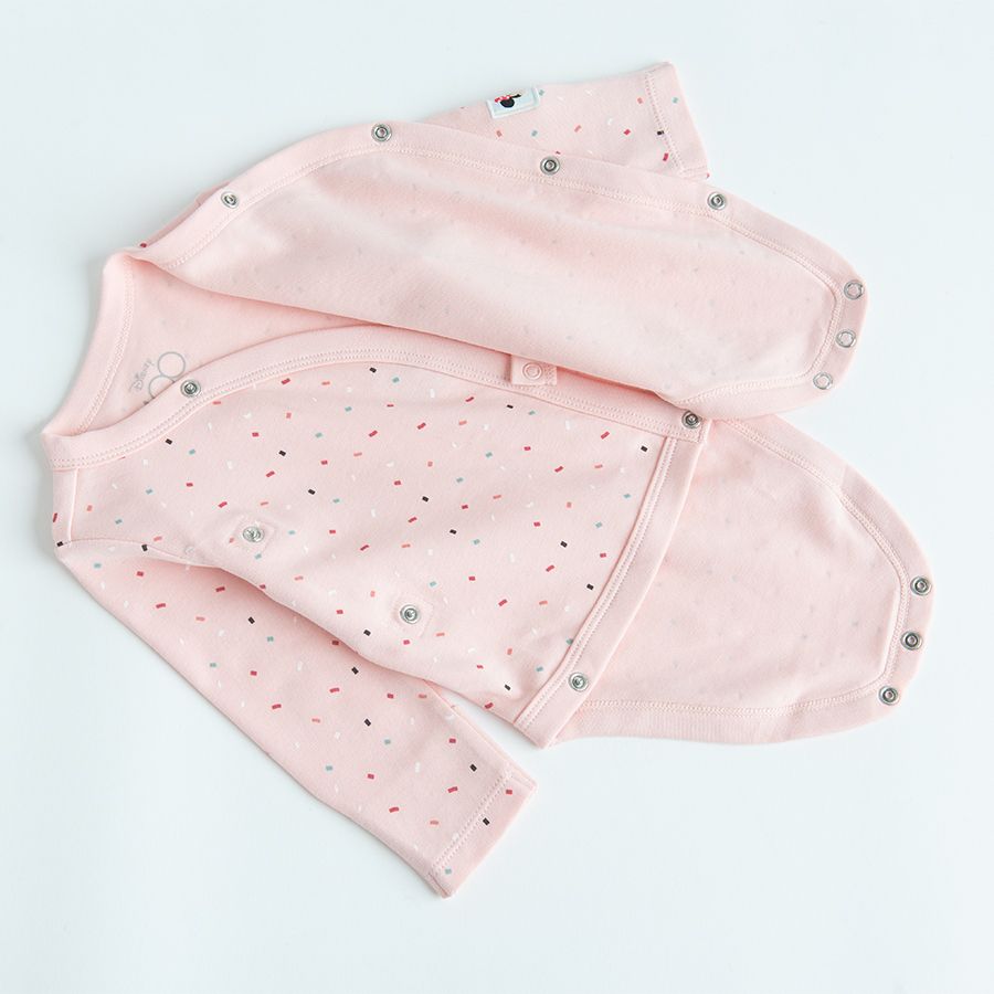 Minnie Mouse white and pink log sleeve wrap bodysuits- 2 pack