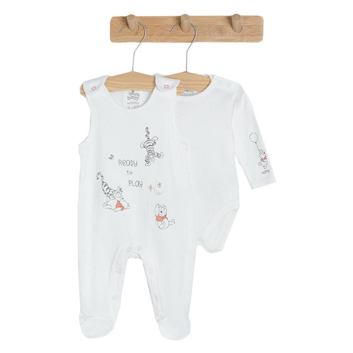 Winnie the Pooh cream long sleeve bodysuit and sleepsuit set
