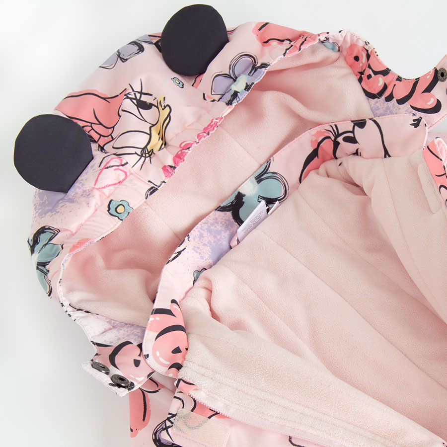 Φόρμα εξόδου ροζ με κουκούλα και στάμπα MINNIE MOUSE