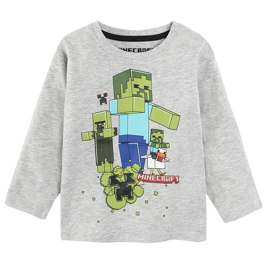 Πυτζάμα σετ μπλούζα μακρυμάνικη και παντελόνι με στάμπα Minecraft