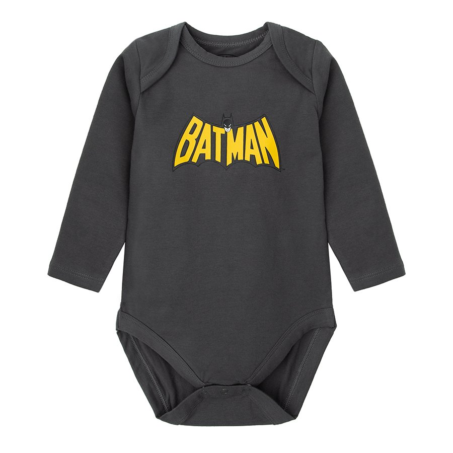 Batman white grey black long sleeve bodysuits- 3 pack