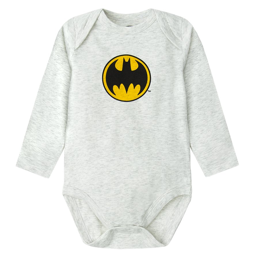 Batman white grey black long sleeve bodysuits- 3 pack