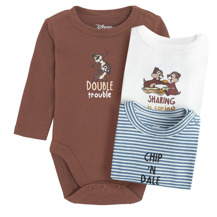Chip and Dale long sleeve bodysuits- 3 pacl