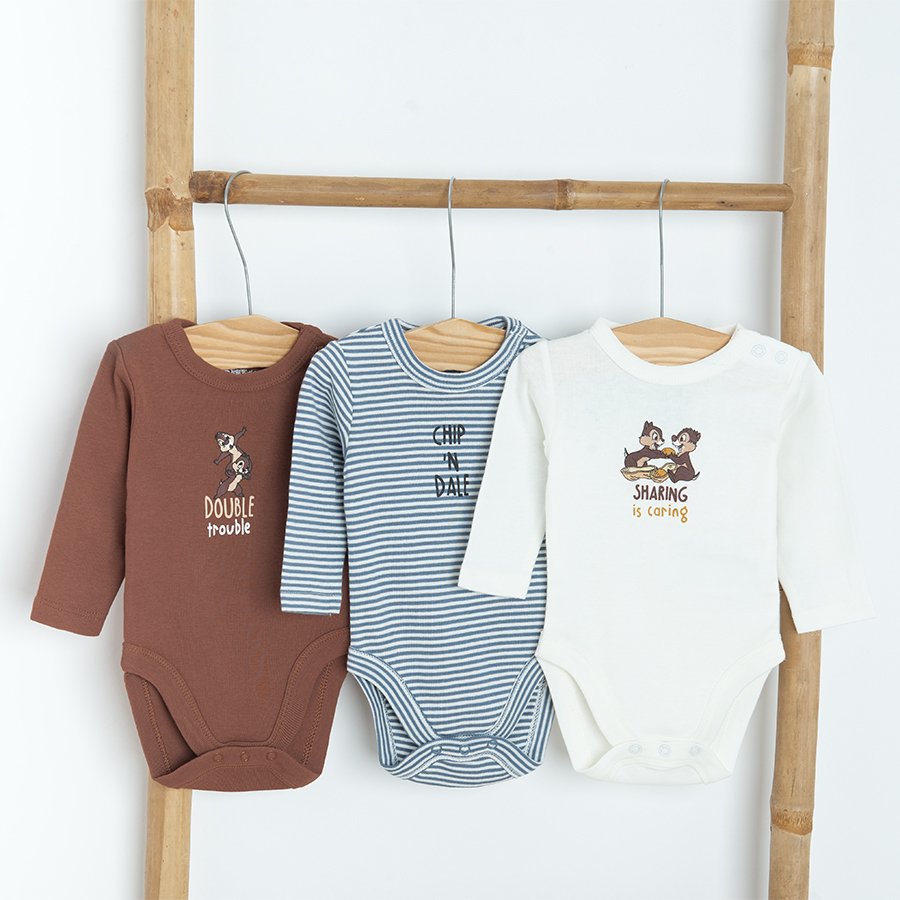 Chip and Dale long sleeve bodysuits- 3 pacl