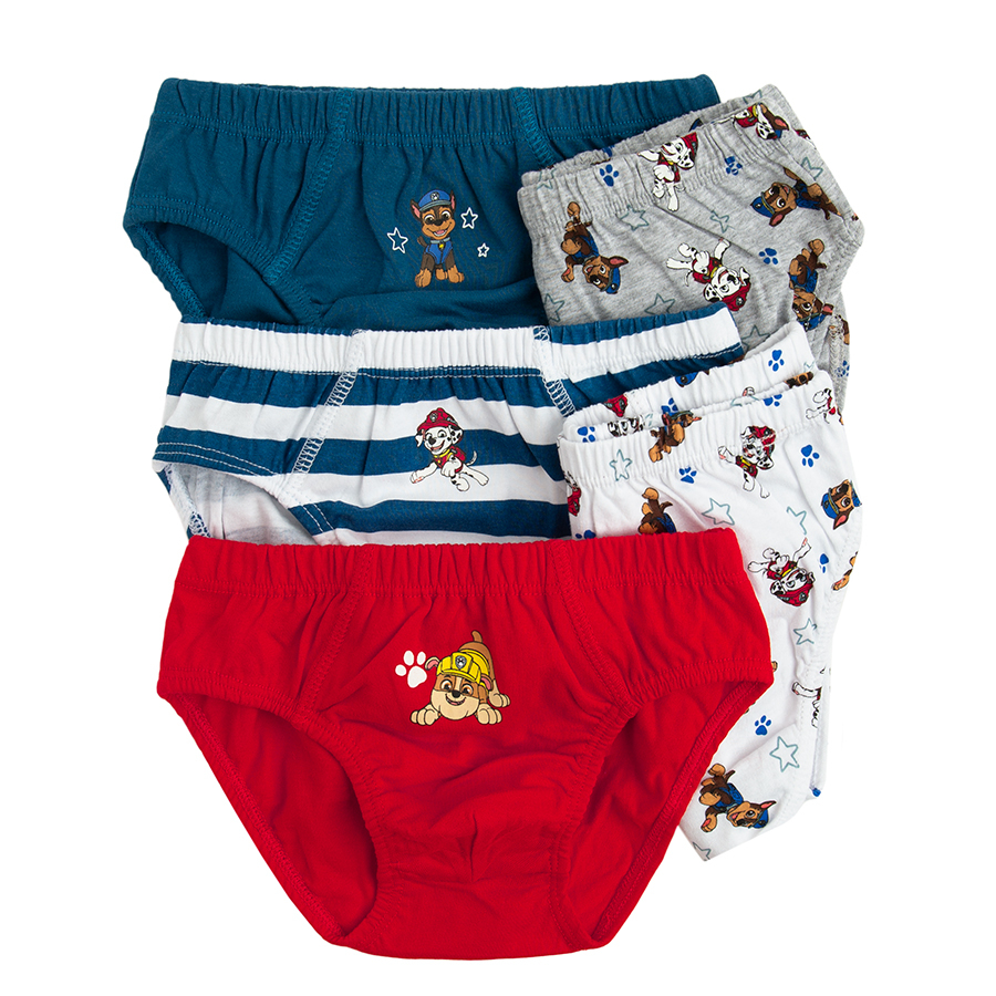 Paw Patrol white, red, blue slips- 5 pack