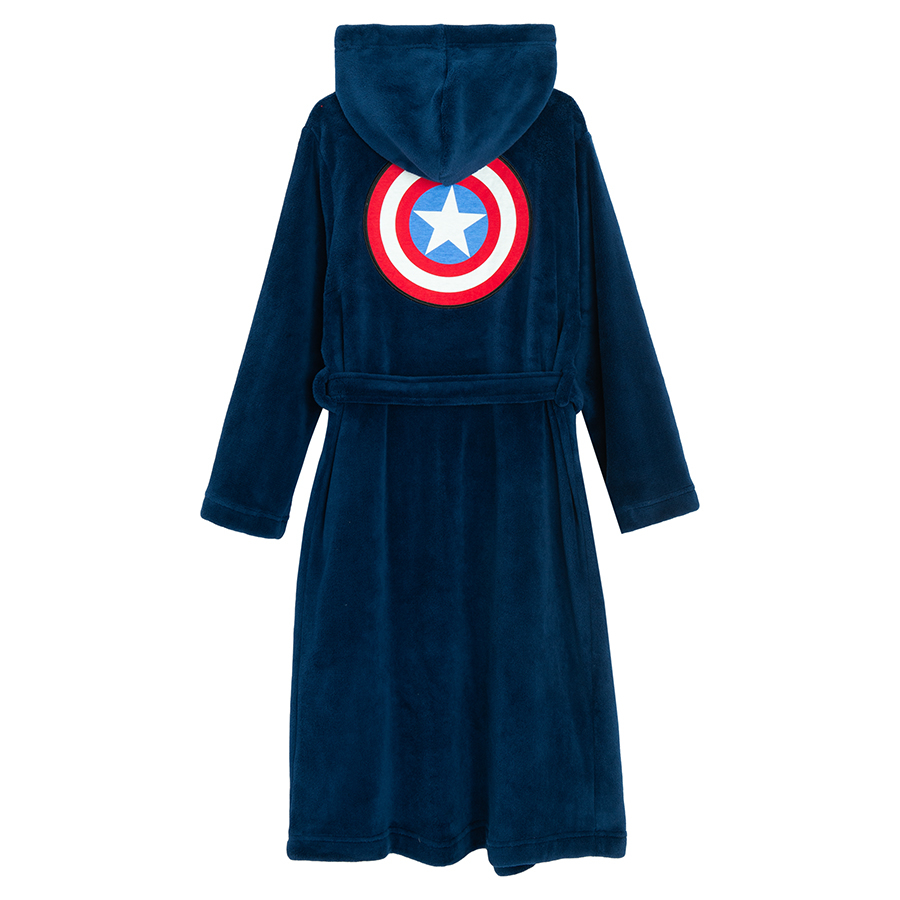 Ρόμπα μπλε σκούρο με κουκούλα και κεντημένη στάμπα Captain America MARVEL