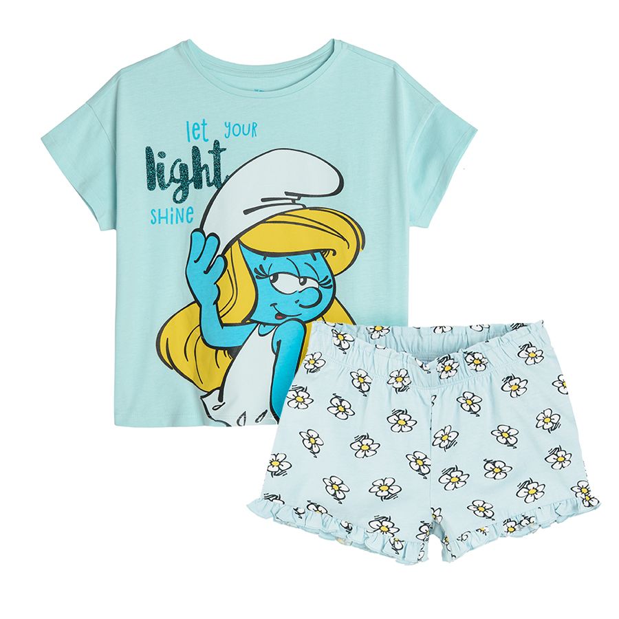 Smurfs short sleeve and shorts pyjamas