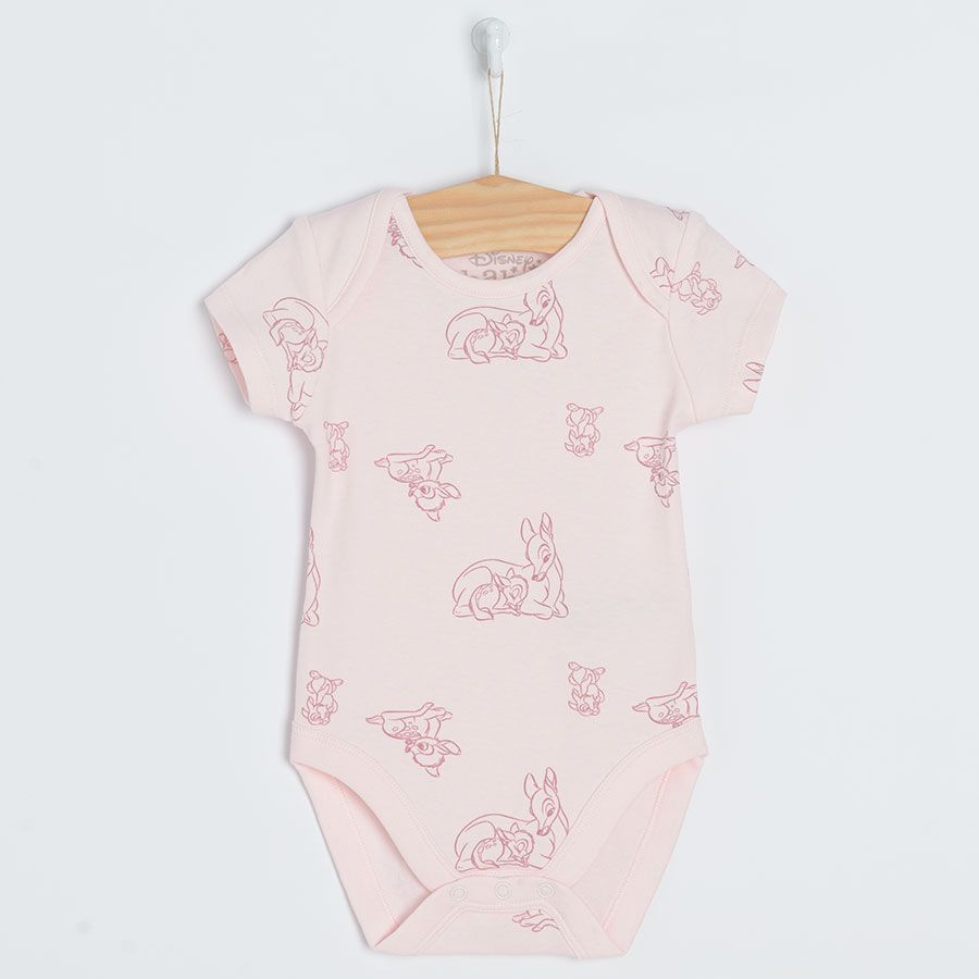 Bambi white pink and dusty pink short sleeve bodysuits- 3 pack
