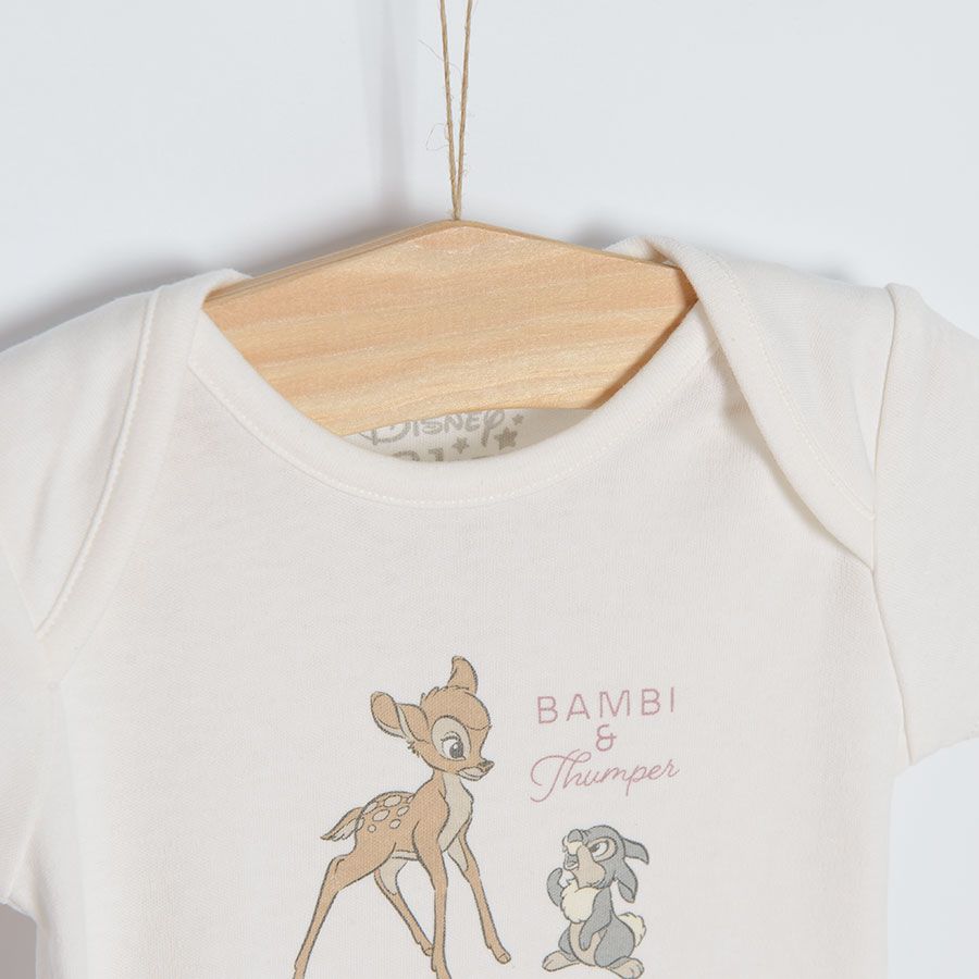 Bambi white pink and dusty pink short sleeve bodysuits- 3 pack