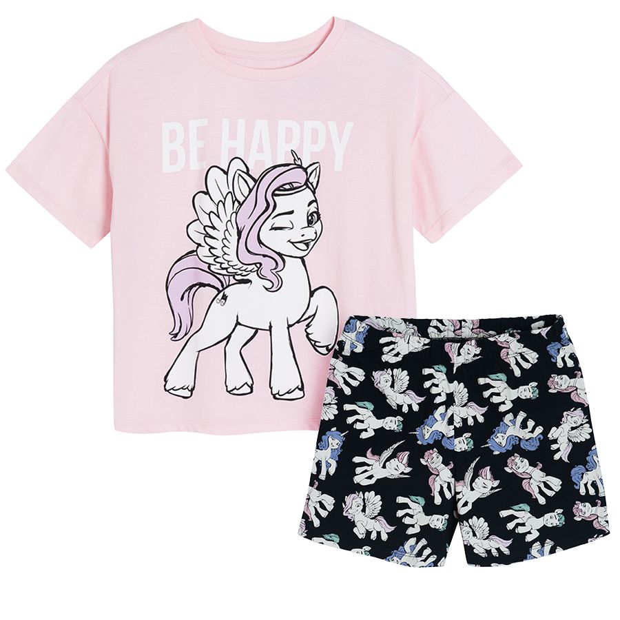 Πυτζάμες σετ κοντομάνικη μπλούζα και σορτς με θέμα My little Pony