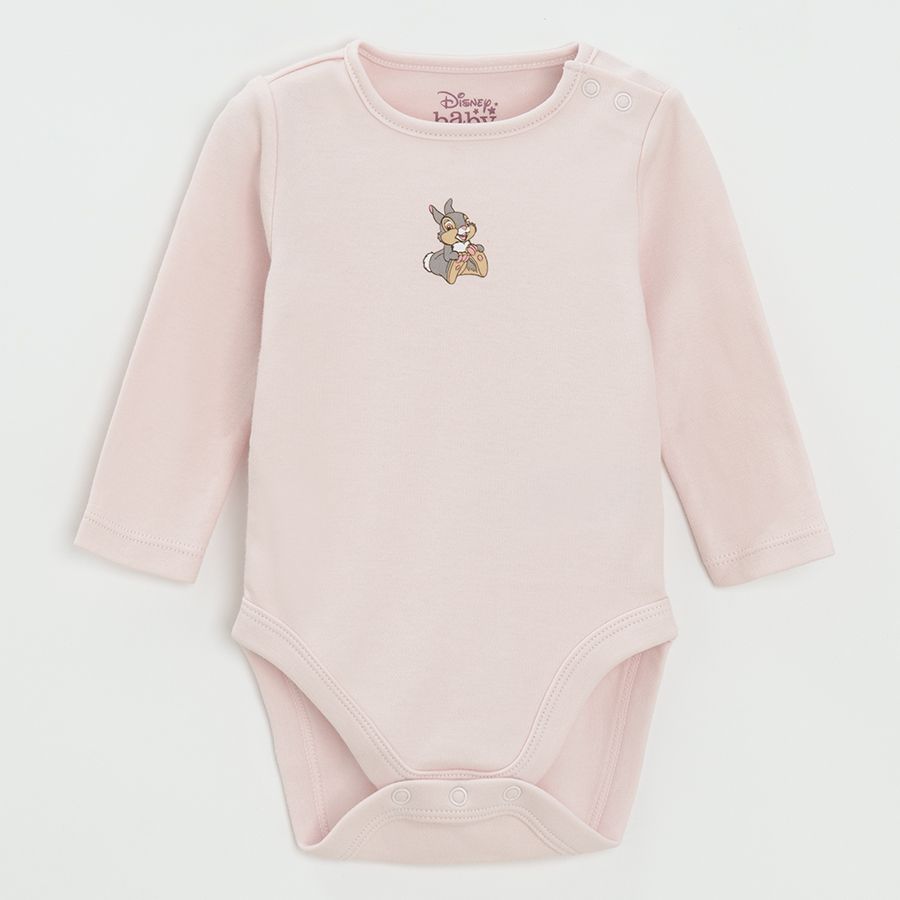 Bambie white and violet long sleeve bodysuits- 3 pack