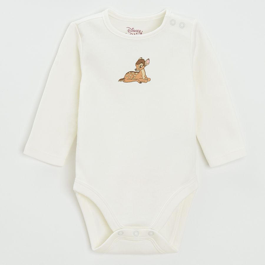 Bambie white and violet long sleeve bodysuits- 3 pack