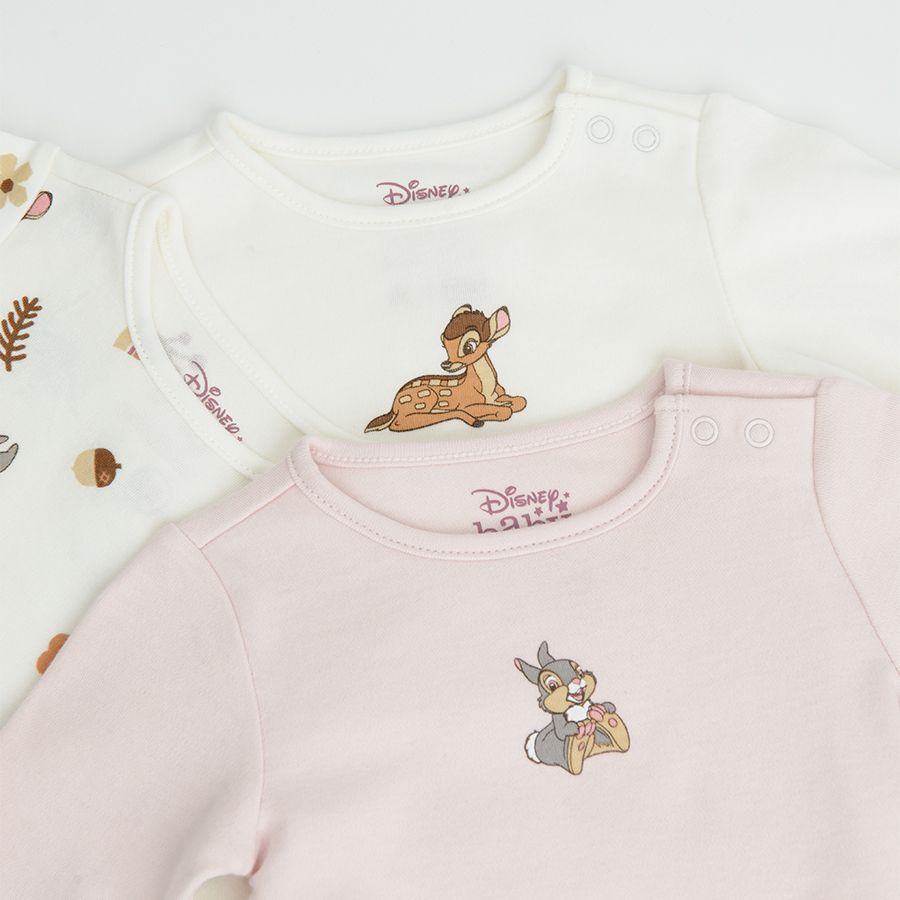 Bambie white and violet long sleeve bodysuits- 3 pack