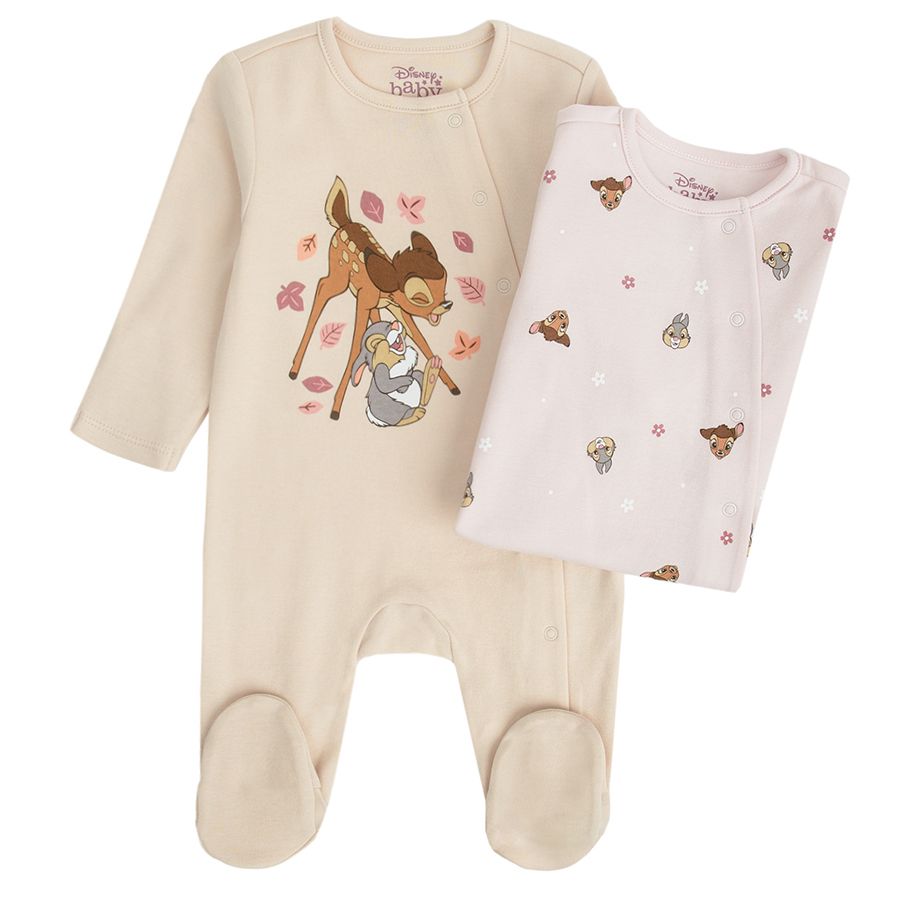 Bambie footed overall with side clips- 2 pack