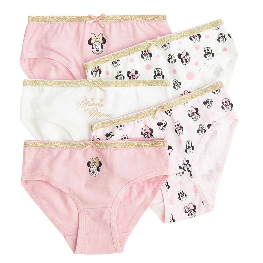 Minnie Mouse white and pink briefs- 5 pack