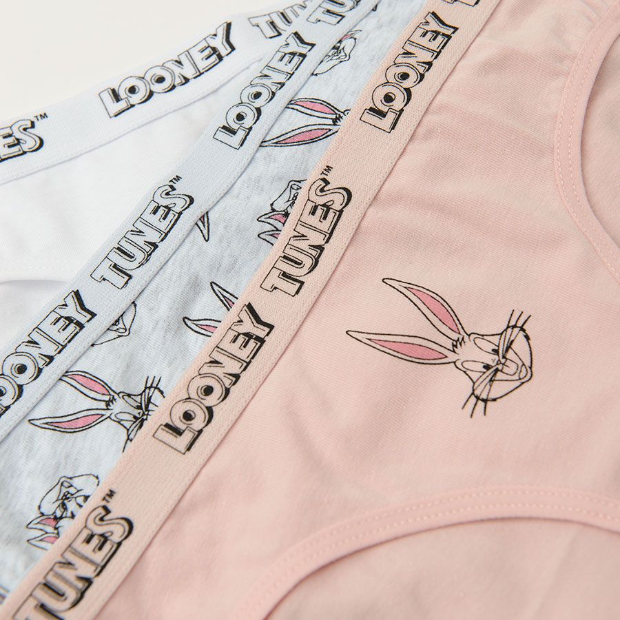 Looney Tunes white, grey and pink briefs- 5 pack