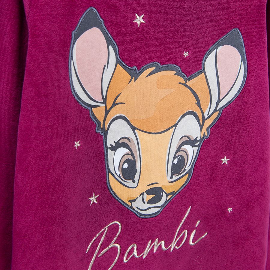 Bambi pyjamas, red long sleeve blouse and white pants