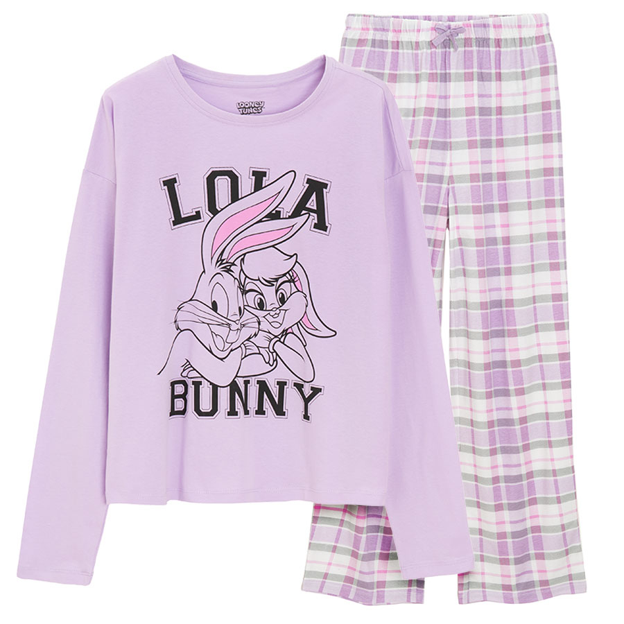 Lola Bunny purple long sleeve blouse and checked pants
