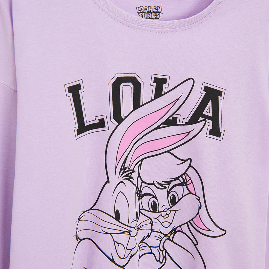 Lola Bunny purple long sleeve blouse and checked pants