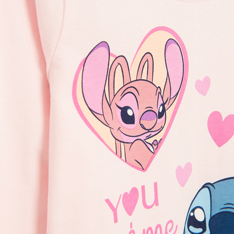 Πυτζάμα σετ 2 τμχ ροζ μακρυμάνικη LILO & STITCH