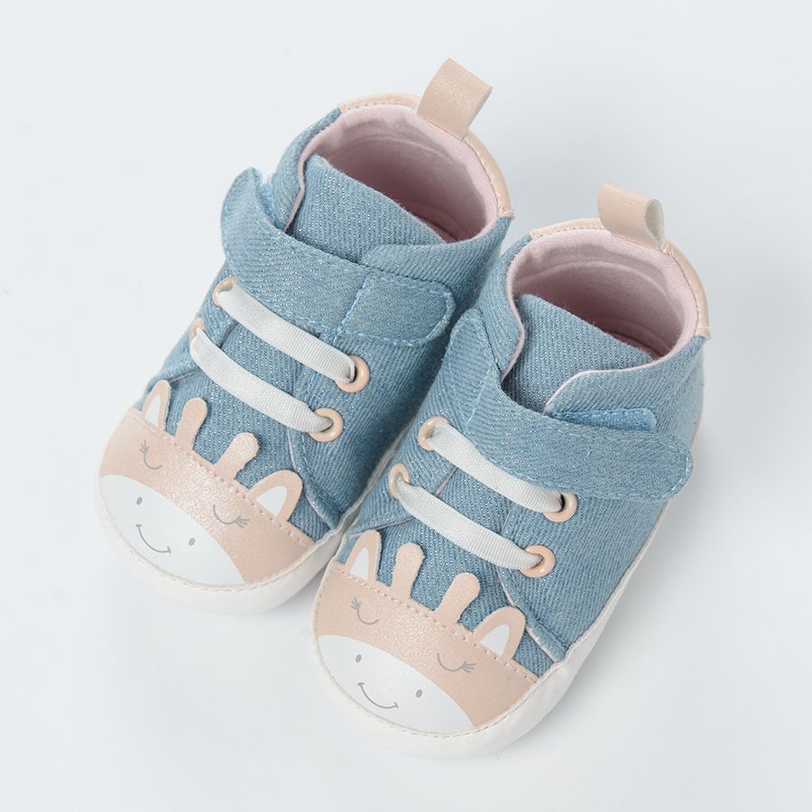Denim newborn slippers