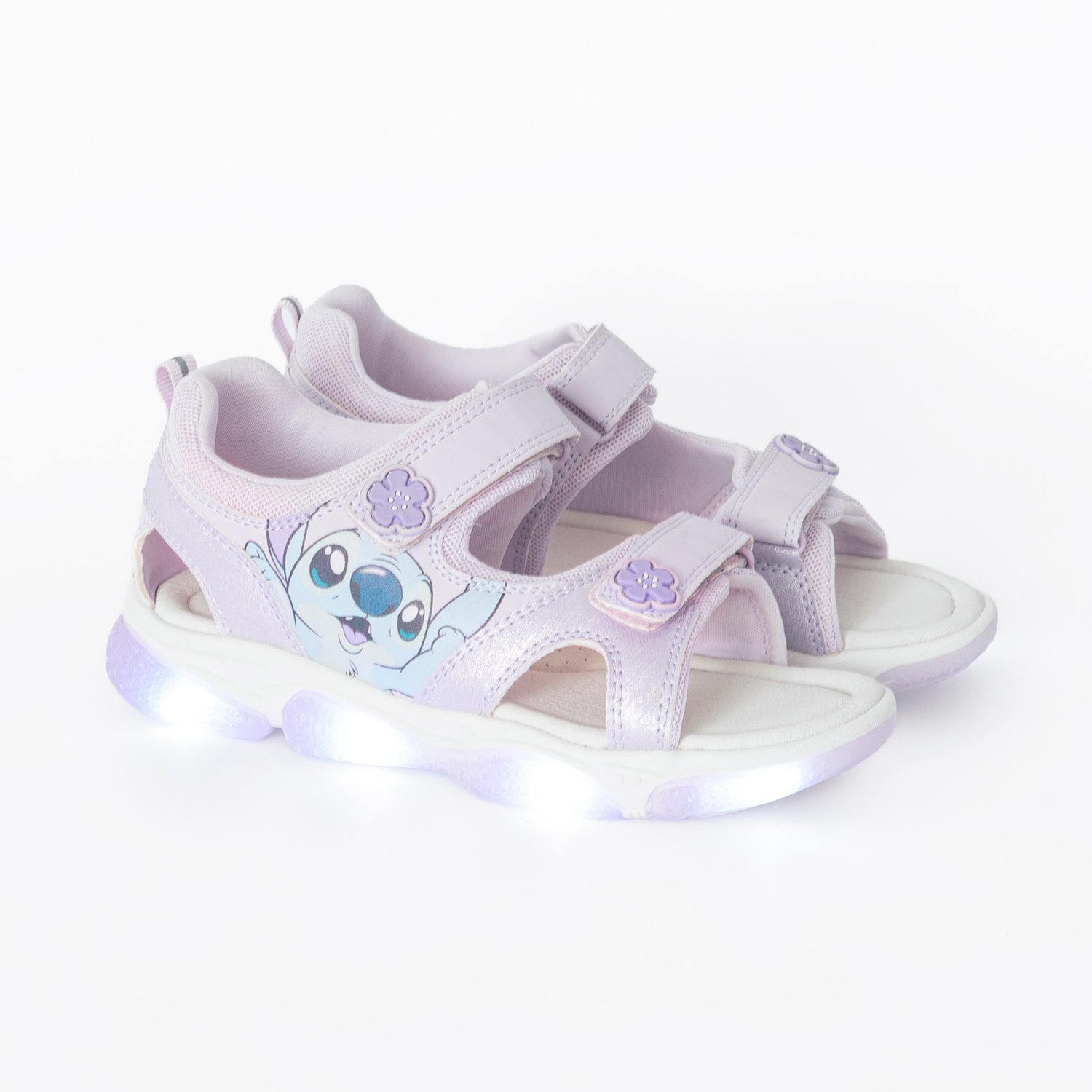 Σανδάλια μωβ με φωτάκια και στάμπα LILO & STITCH