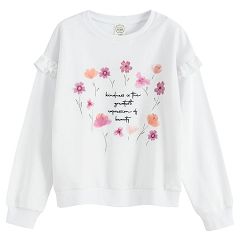 White sweatshirt with flower prints
